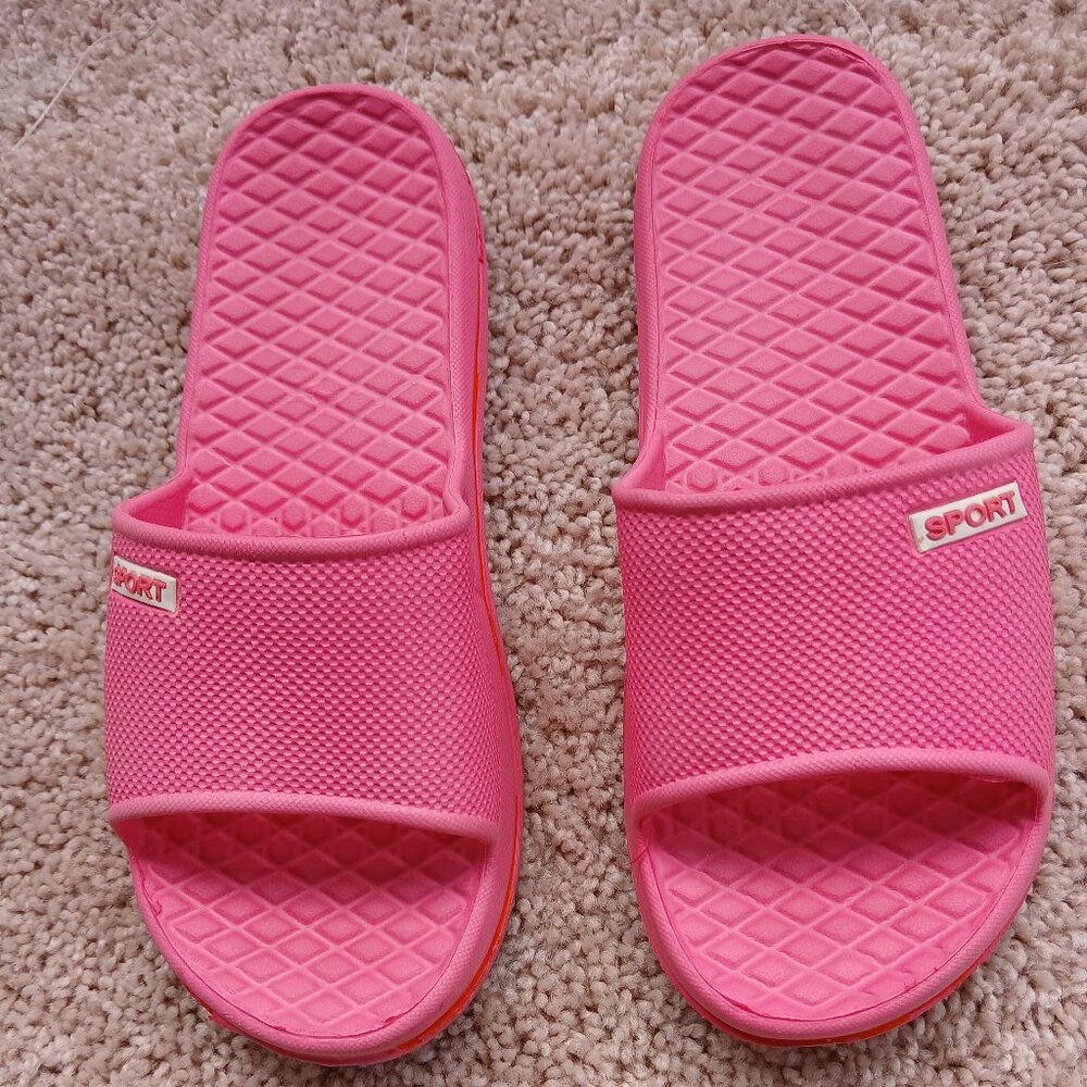 SPORT Bright Pink Rubber Slip-ons
